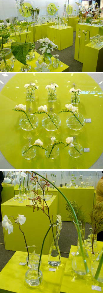 Airy glass objects designed by Vicky Weiler at the Tung Design stand prove you can be green even when you’re transparent.