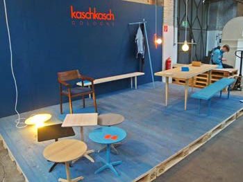 Colors at the stand of kaschkasch cologne at the DQE-Halle at the Designers Fair in Ehrenfeld.