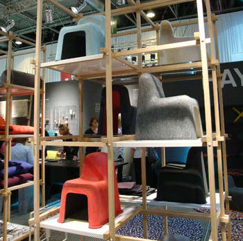 Felt: It was nice to see how HAY’s collection has evolved since I last caught up with them at last year’s Design Annual. Fascinatingly, the Nobody chairs I admired then have spawned children: the Nobody Kids range, all made of felt and recycled polyester.